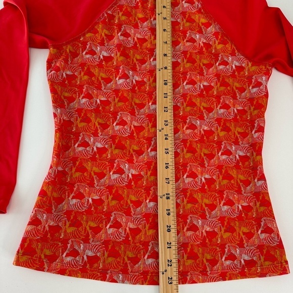 Prana Charline Sun Swim Shirt Red Zebra Print Crew Neck Long Sleeve Size XS - Picture 4 of 5